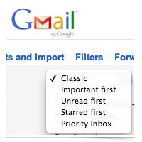 Gmail inbox settings.