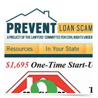 Image of PreventLoanScams.org home page.