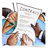 Image of hands on a contract.