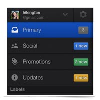 Image of Gmail's new inboxes, mobile app pictured.