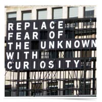 Image of sign with quote about fear.