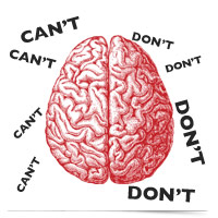 Image of brain, can't, don't