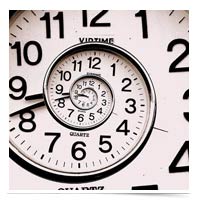 Time spirals away from us.
