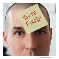You're Fired! on forehead.