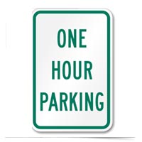 One Hour Parking sign.