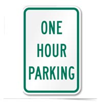 One Hour Parking sign.