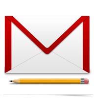 Image of email envelope and pencil.