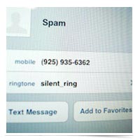 Image of iPhone SPAM contact screen.