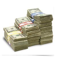 Image of stacks of money.