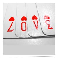 Image of playing cards spelling LOVE