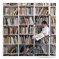 Image of girl in a library.