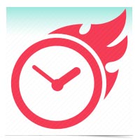 Clock on fire icon.