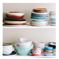 Dishes on a shelf