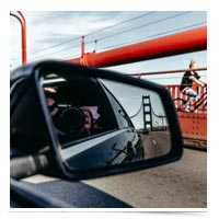 Side view mirror on Golden Gate Bridge