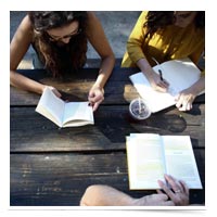 Group reading together.