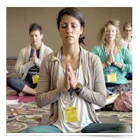 Women meditating.